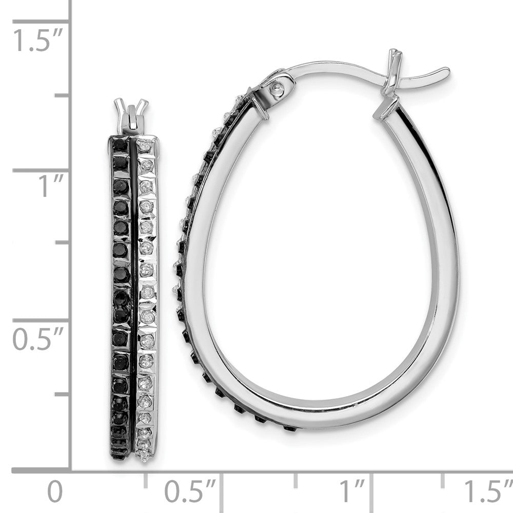 Zephira Diamond Fascination Diamond Mystique Sterling Silver Platinum-plated Diamond Black and White Diamond Hoop Earrings