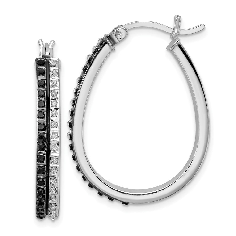 Zephira Diamond Fascination Diamond Mystique Sterling Silver Platinum-plated Diamond Black and White Diamond Hoop Earrings