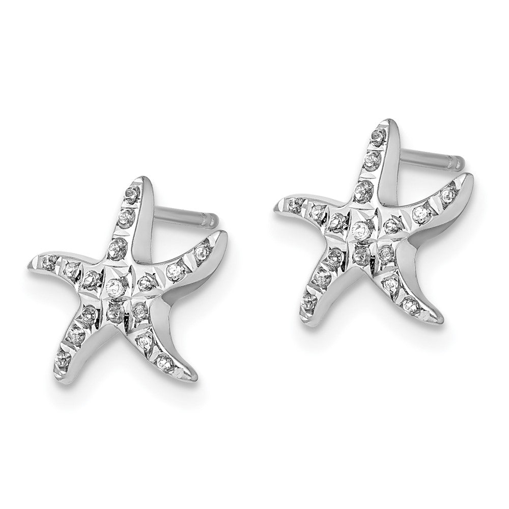 Celestine Diamond Fascination Diamond Mystique Sterling Silver Platinum-plated carart Diamond Starfish Post Earrings