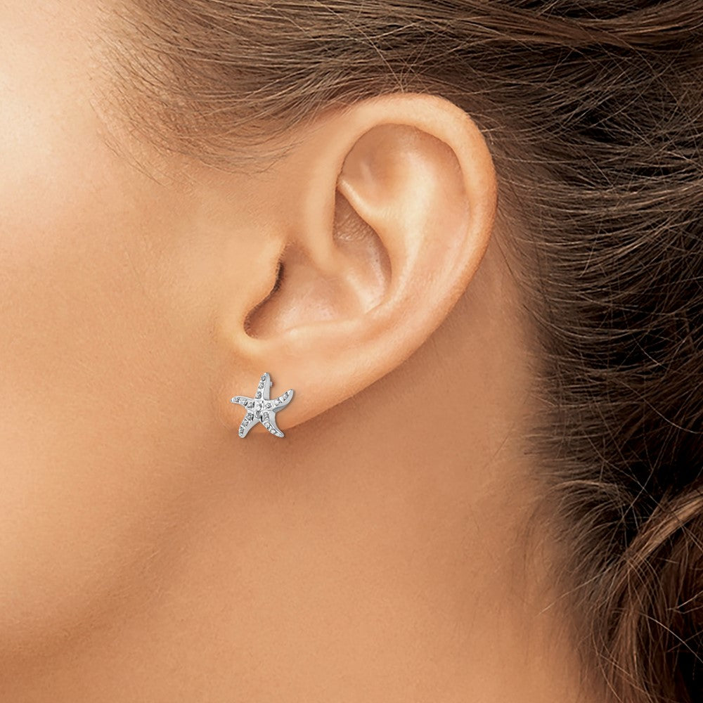 Celestine Diamond Fascination Diamond Mystique Sterling Silver Platinum-plated carart Diamond Starfish Post Earrings