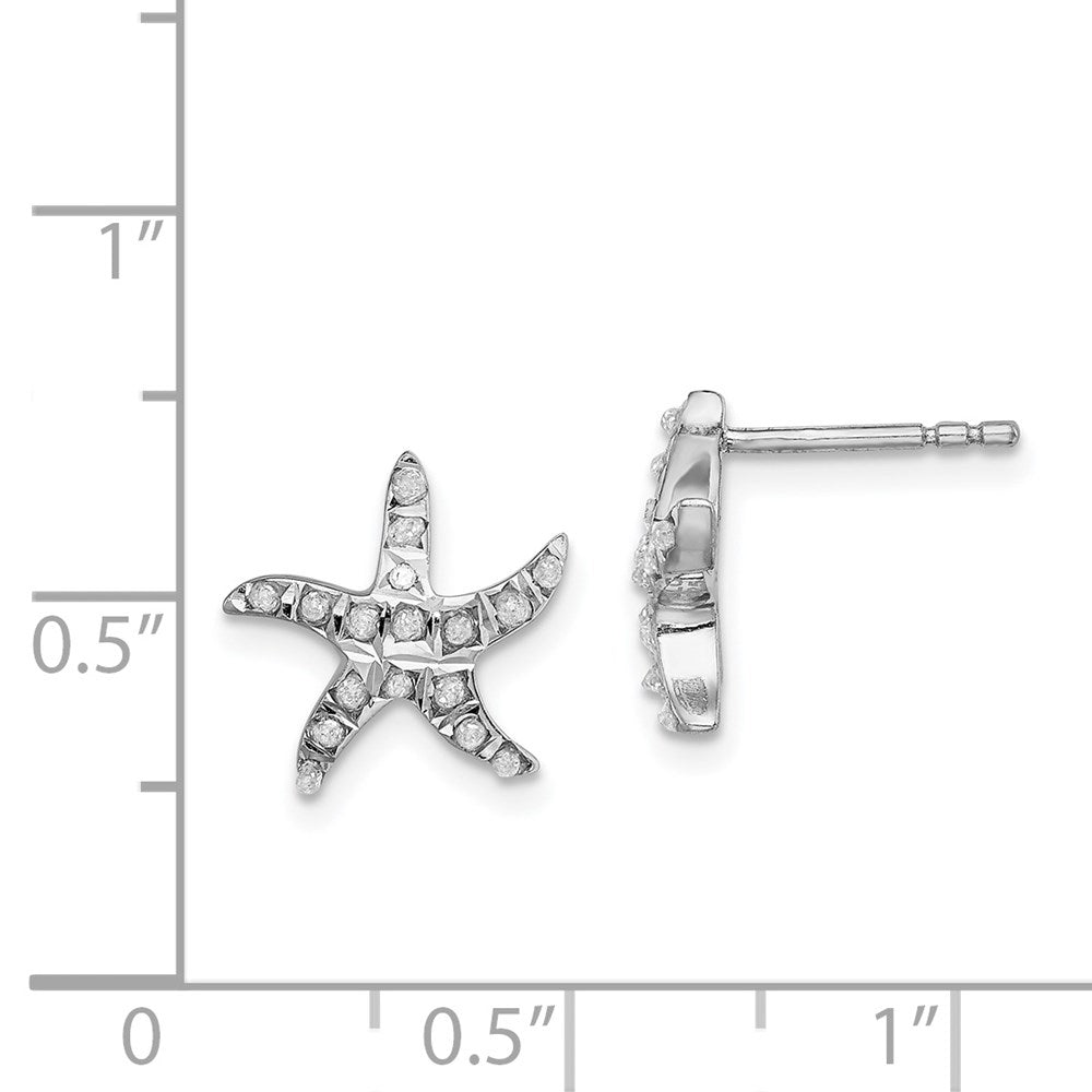 Celestine Diamond Fascination Diamond Mystique Sterling Silver Platinum-plated carart Diamond Starfish Post Earrings