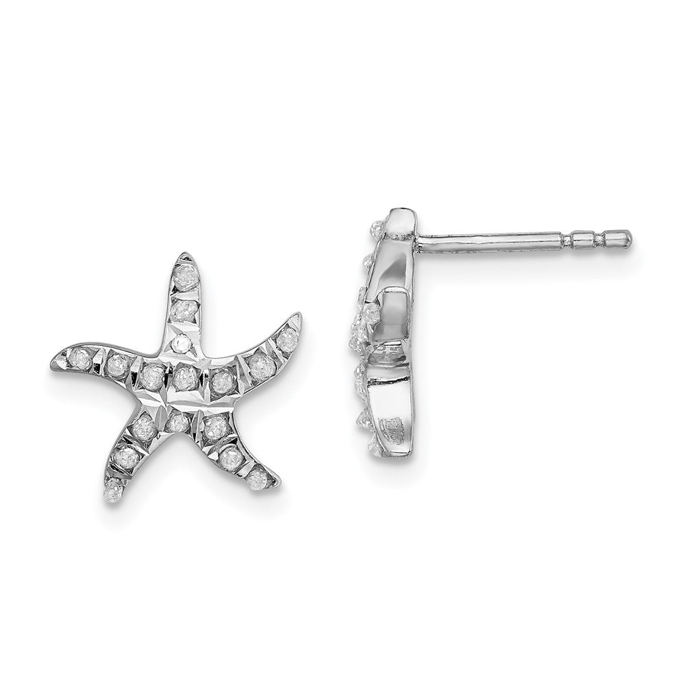Celestine Diamond Fascination Diamond Mystique Sterling Silver Platinum-plated carart Diamond Starfish Post Earrings