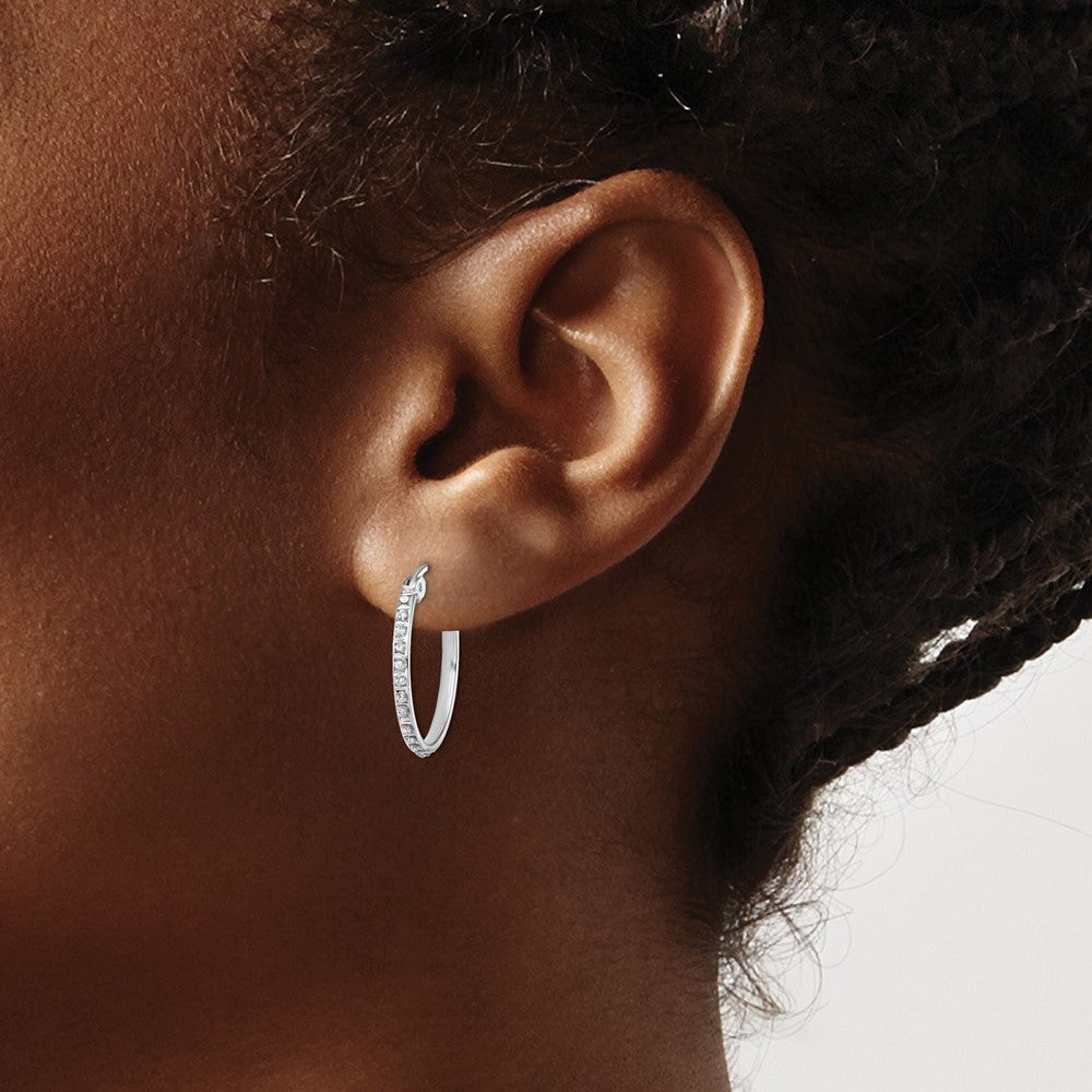 Liora Diamond Fascination Diamond Mystique Sterling Silver Platinum-plated Diamond Round Hoop Earrings