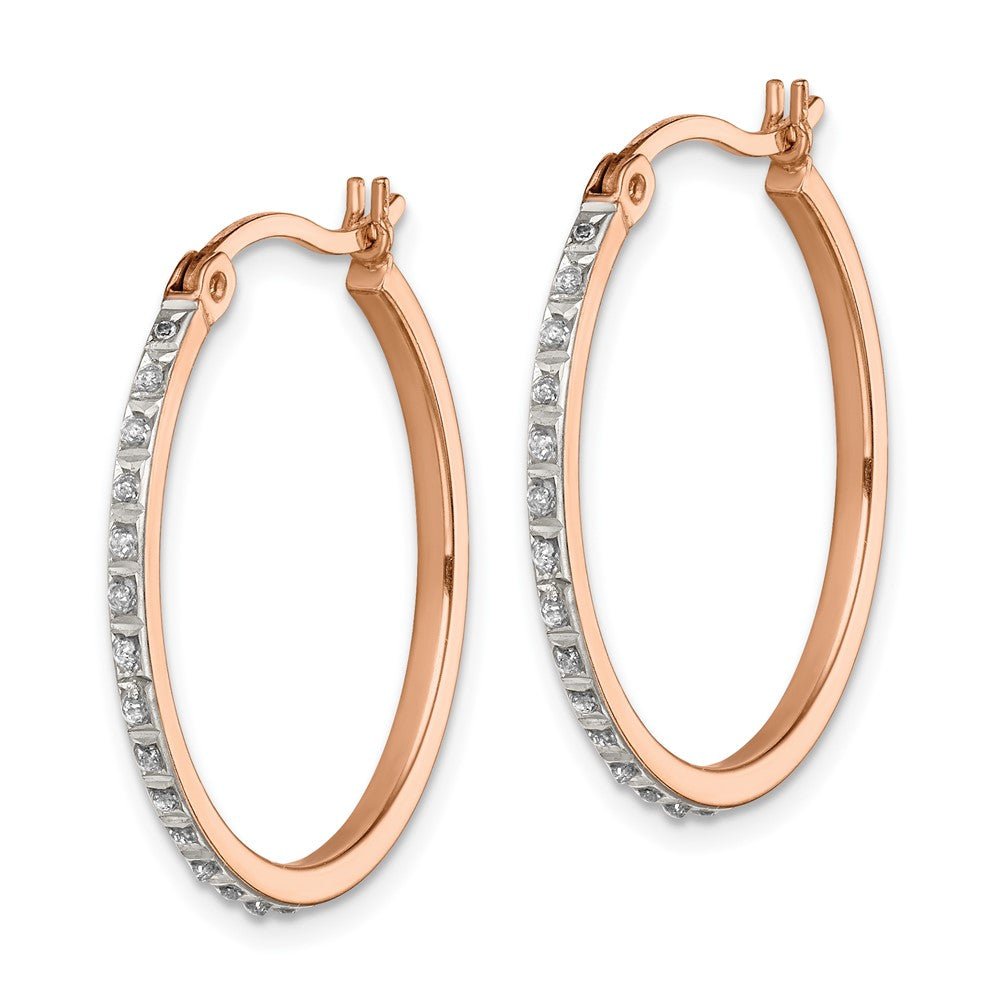 Eros Diamond Fascination Diamond Mystique Sterling Silver Rose Gold-plated Diamond Round Hoop Earrings