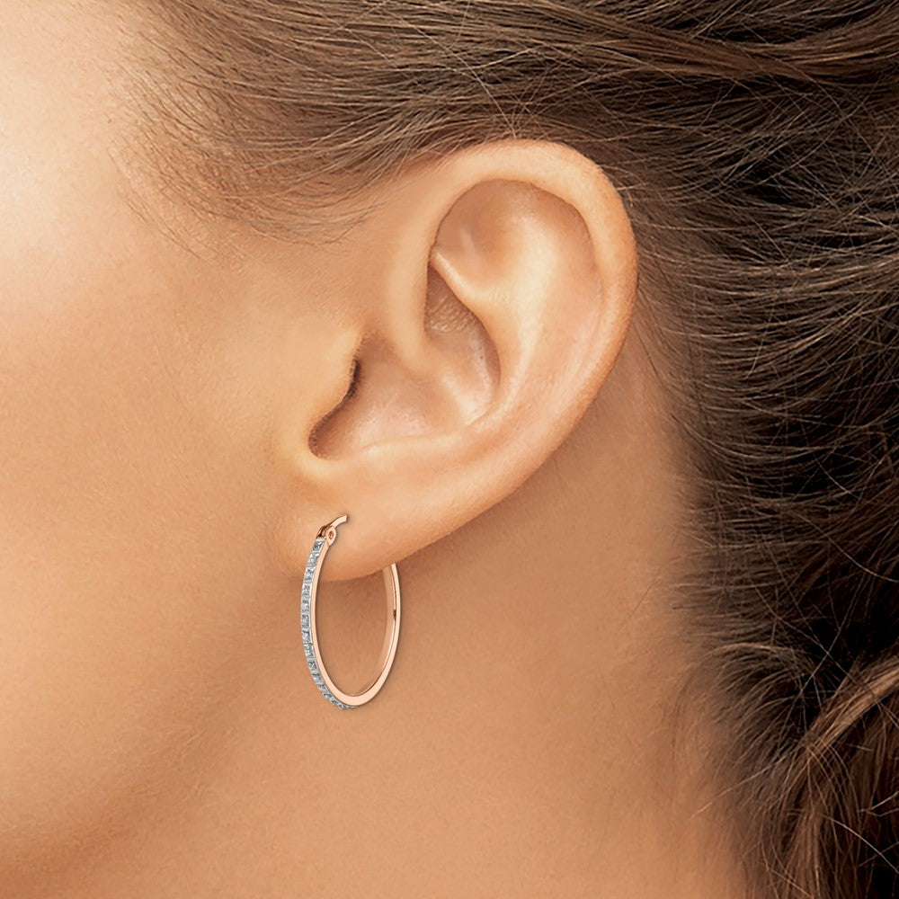Eros Diamond Fascination Diamond Mystique Sterling Silver Rose Gold-plated Diamond Round Hoop Earrings