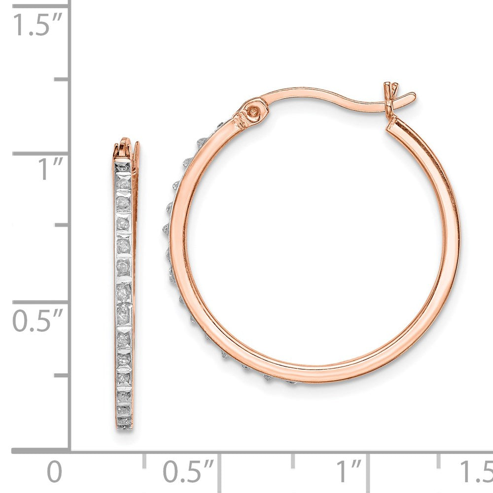 Eros Diamond Fascination Diamond Mystique Sterling Silver Rose Gold-plated Diamond Round Hoop Earrings
