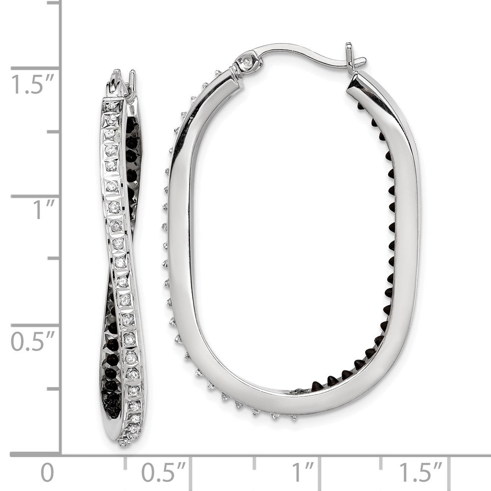Elysian Diamond Fascination Diamond Mystique Sterling Silver Platinum-plated Diamond Black and White Diamond In and Out Hoop Earring
