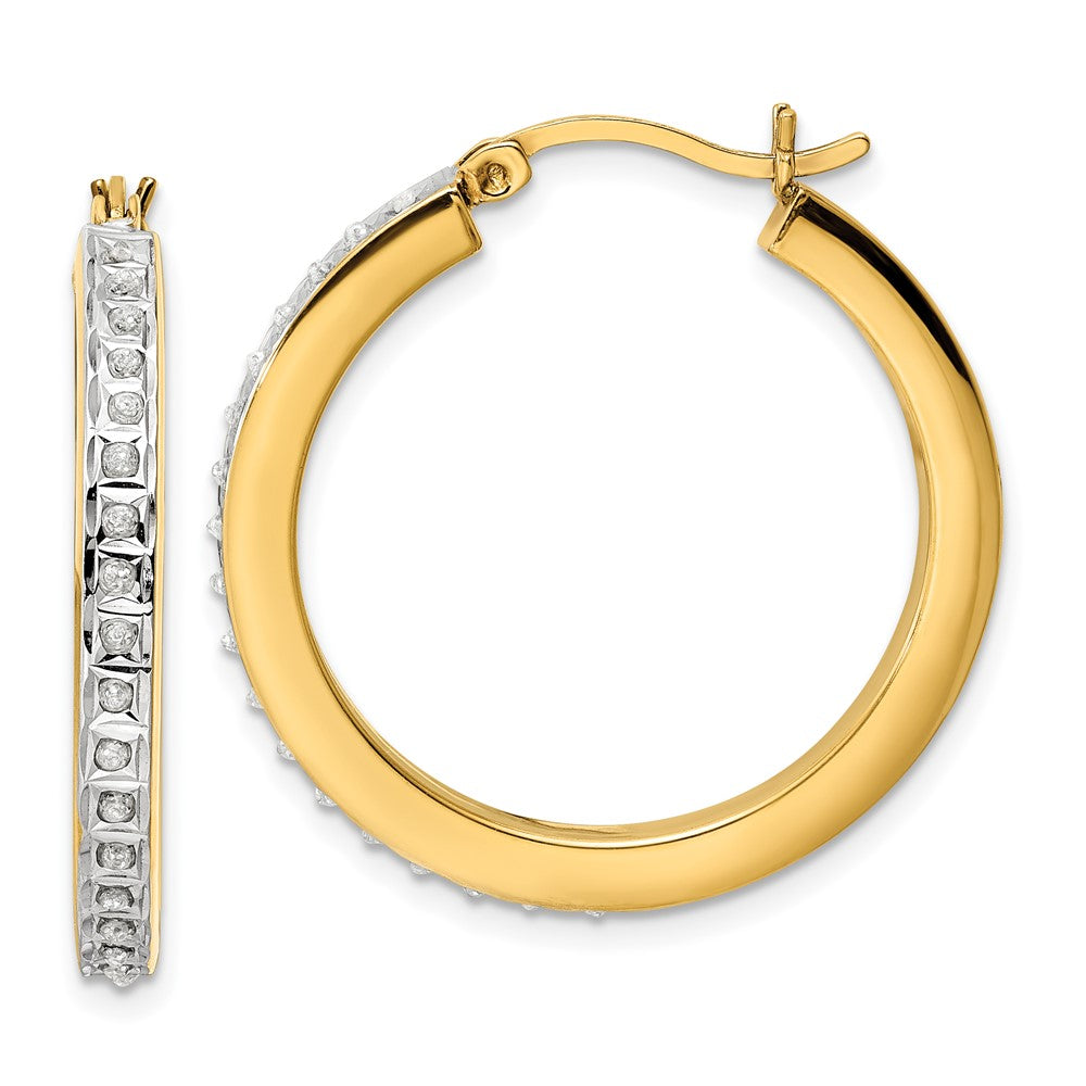 Celestine Diamond Fascination Diamond Mystique Sterling Silver 18K Gold-plated Diamond Hoop Earrings