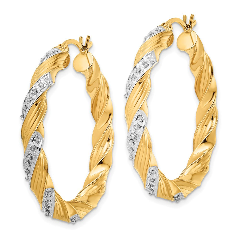 Arden Diamond Fascination Diamond Mystique Sterling Silver 18K Gold-plated Diamond Twisted Hoop Earrings