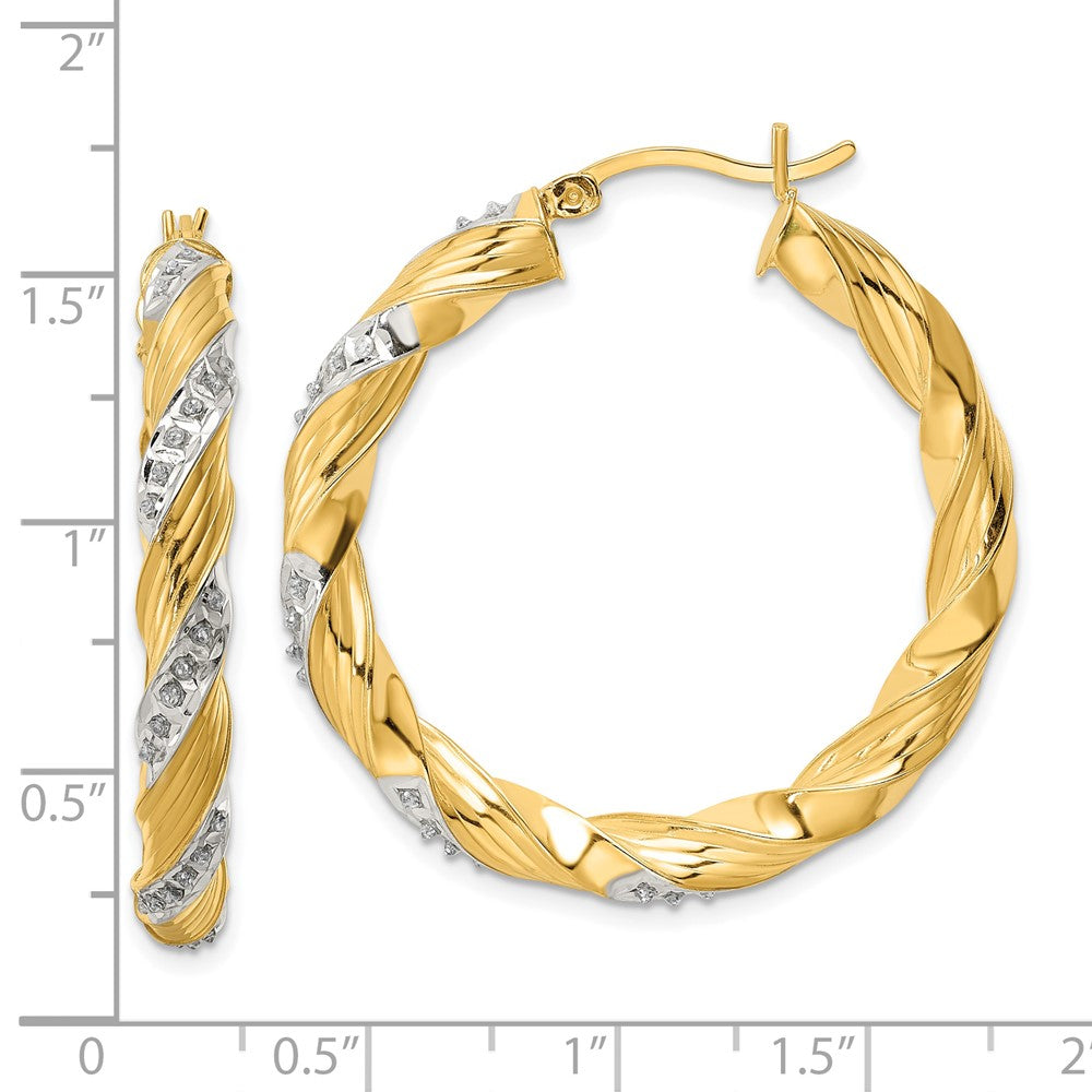 Arden Diamond Fascination Diamond Mystique Sterling Silver 18K Gold-plated Diamond Twisted Hoop Earrings
