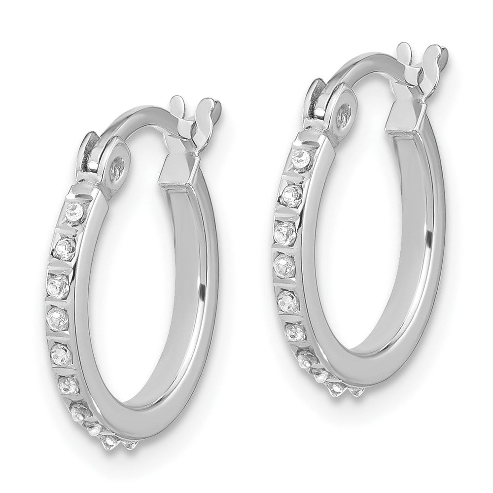 Nocturne Sterling Silver Platinum-plated Diamond Mystique Hoop Earrings