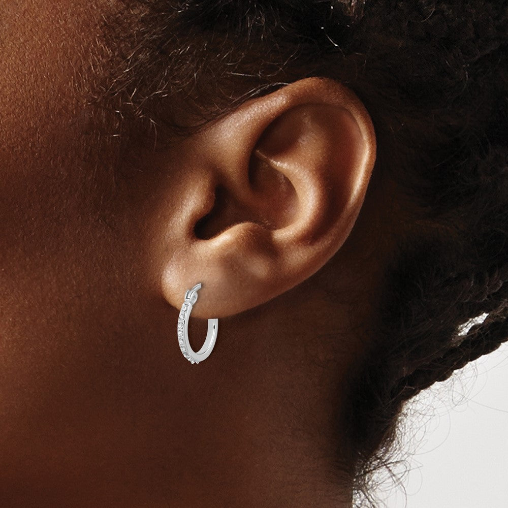 Nocturne Sterling Silver Platinum-plated Diamond Mystique Hoop Earrings