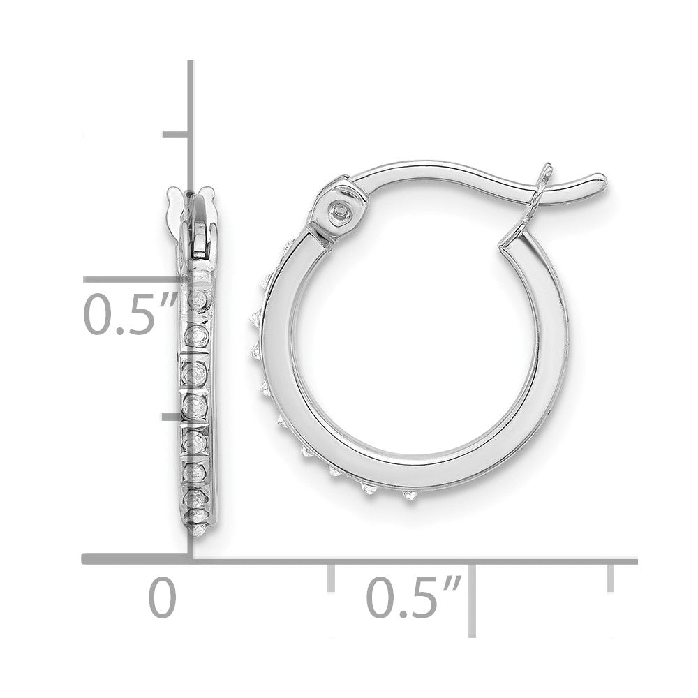 Nocturne Sterling Silver Platinum-plated Diamond Mystique Hoop Earrings