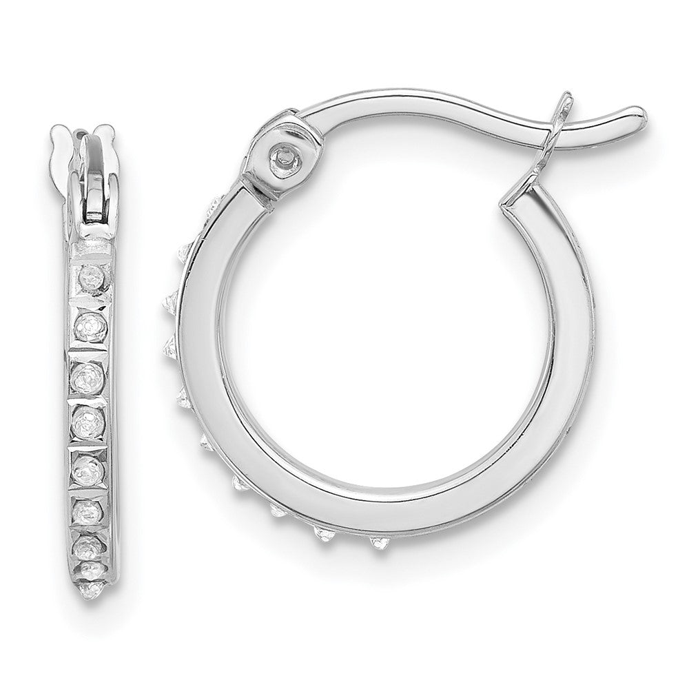 Nocturne Sterling Silver Platinum-plated Diamond Mystique Hoop Earrings