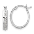 Valora Sterling Silver Platinum-plated Diamond Mystique Oval Hoop Earrings