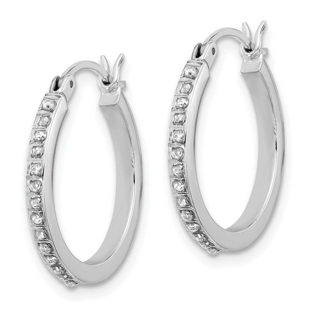Valora Sterling Silver Platinum-plated Diamond Mystique Hoop Earrings