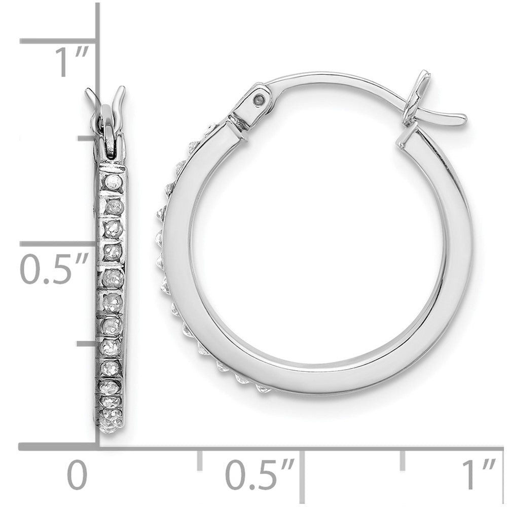 Valora Sterling Silver Platinum-plated Diamond Mystique Hoop Earrings