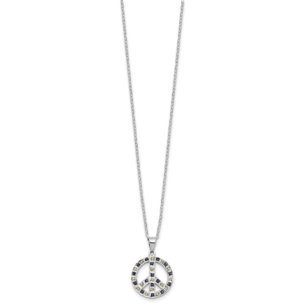 Spring Aria SS Platinum-plated Diamond Mystique Black and White Peace Sign Necklace