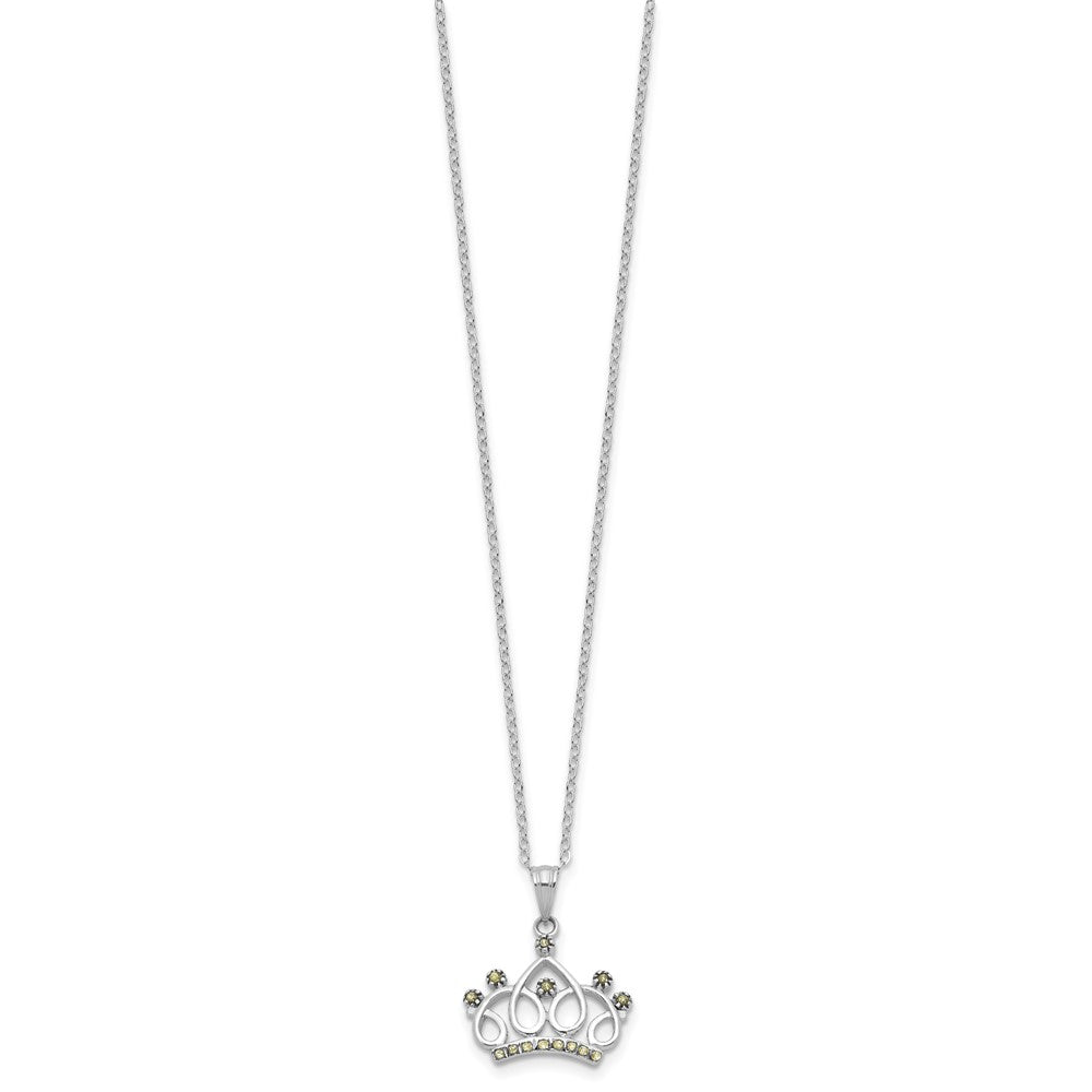 Refined Serenade Sterling Silver Platinum-plated Diamond Mystique Crown Necklace