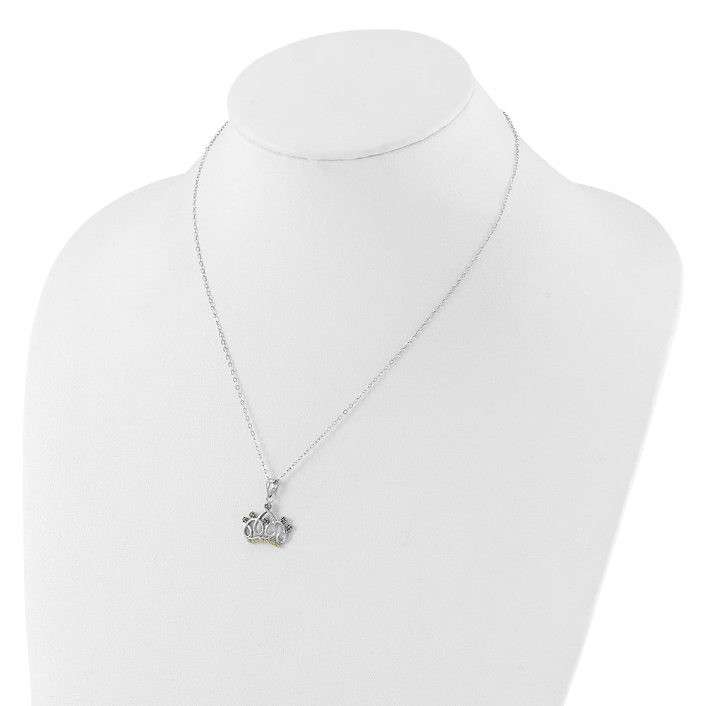 Refined Serenade Sterling Silver Platinum-plated Diamond Mystique Crown Necklace