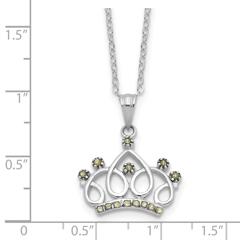 Refined Serenade Sterling Silver Platinum-plated Diamond Mystique Crown Necklace