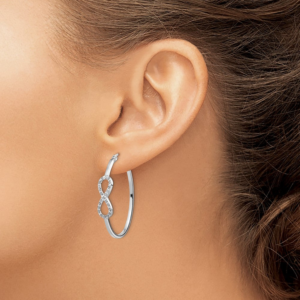 Aurum Diamond Fascination Diamond Mystique Sterling Silver Platinum-plated Diamond Infinity Hoop Earrings