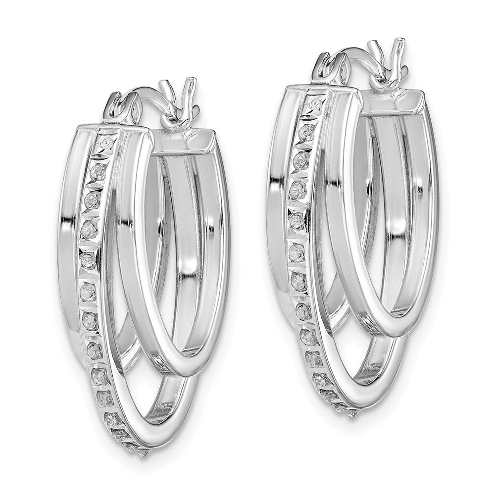 Aurum Diamond Fascination Diamond Mystique Sterling Silver Platinum-plated Diamond Multi Hoop Earrings