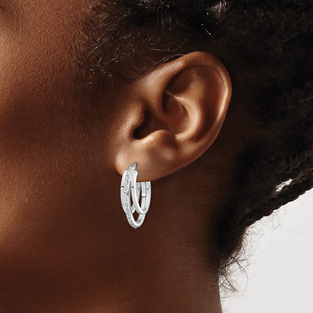Aurum Diamond Fascination Diamond Mystique Sterling Silver Platinum-plated Diamond Multi Hoop Earrings