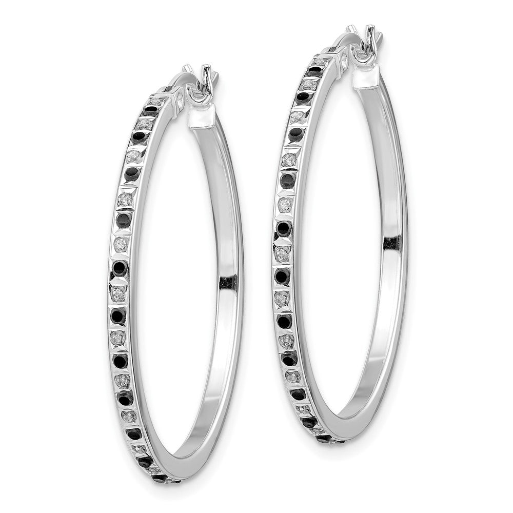 Liora Diamond Fascination Diamond Mystique Sterling Silver Platinum-plated Diamond Black and White Diamond Hoop Earring