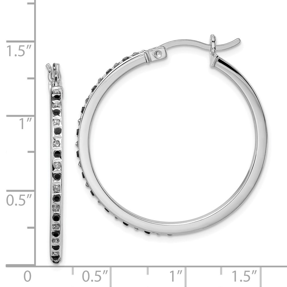 Liora Diamond Fascination Diamond Mystique Sterling Silver Platinum-plated Diamond Black and White Diamond Hoop Earring