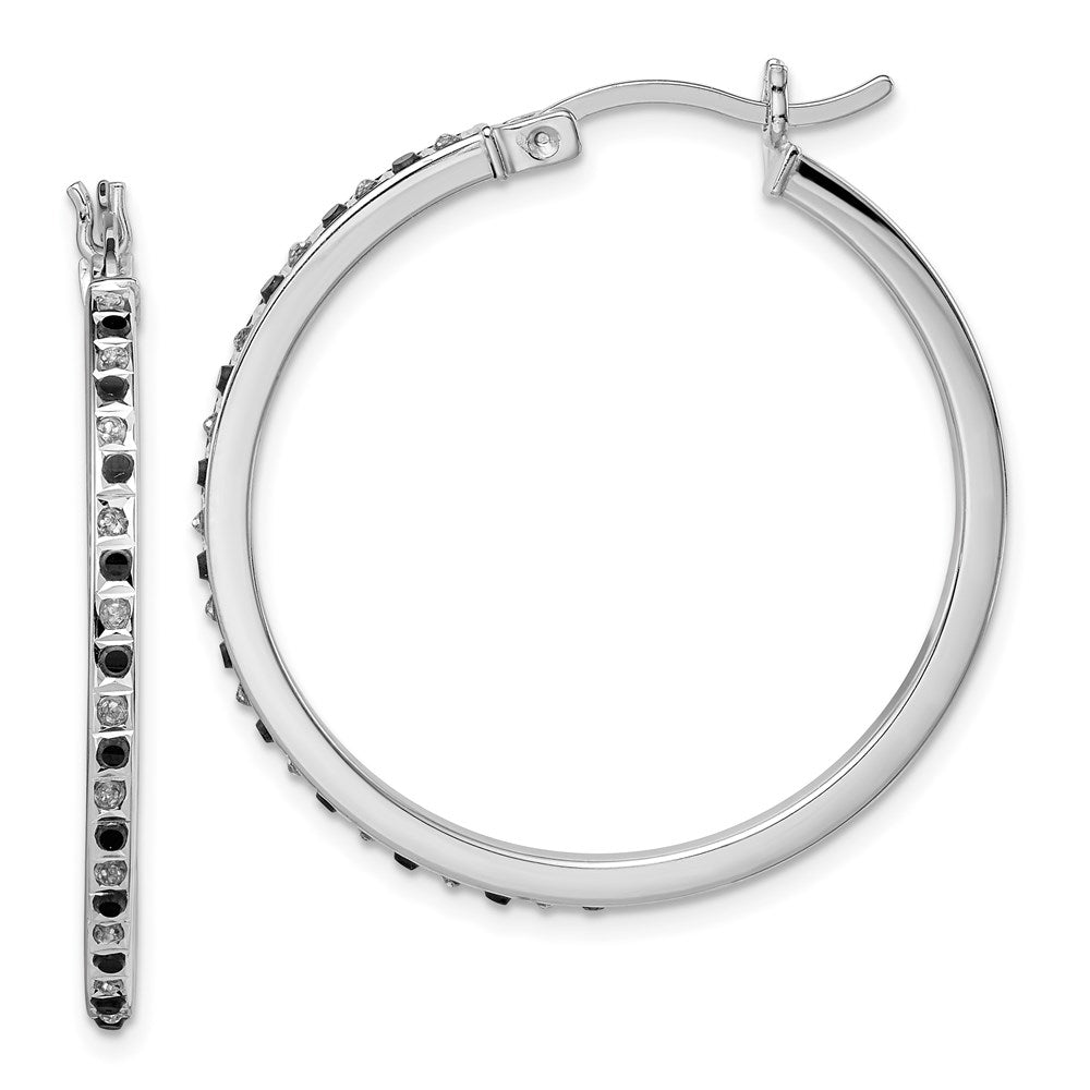 Liora Diamond Fascination Diamond Mystique Sterling Silver Platinum-plated Diamond Black and White Diamond Hoop Earring