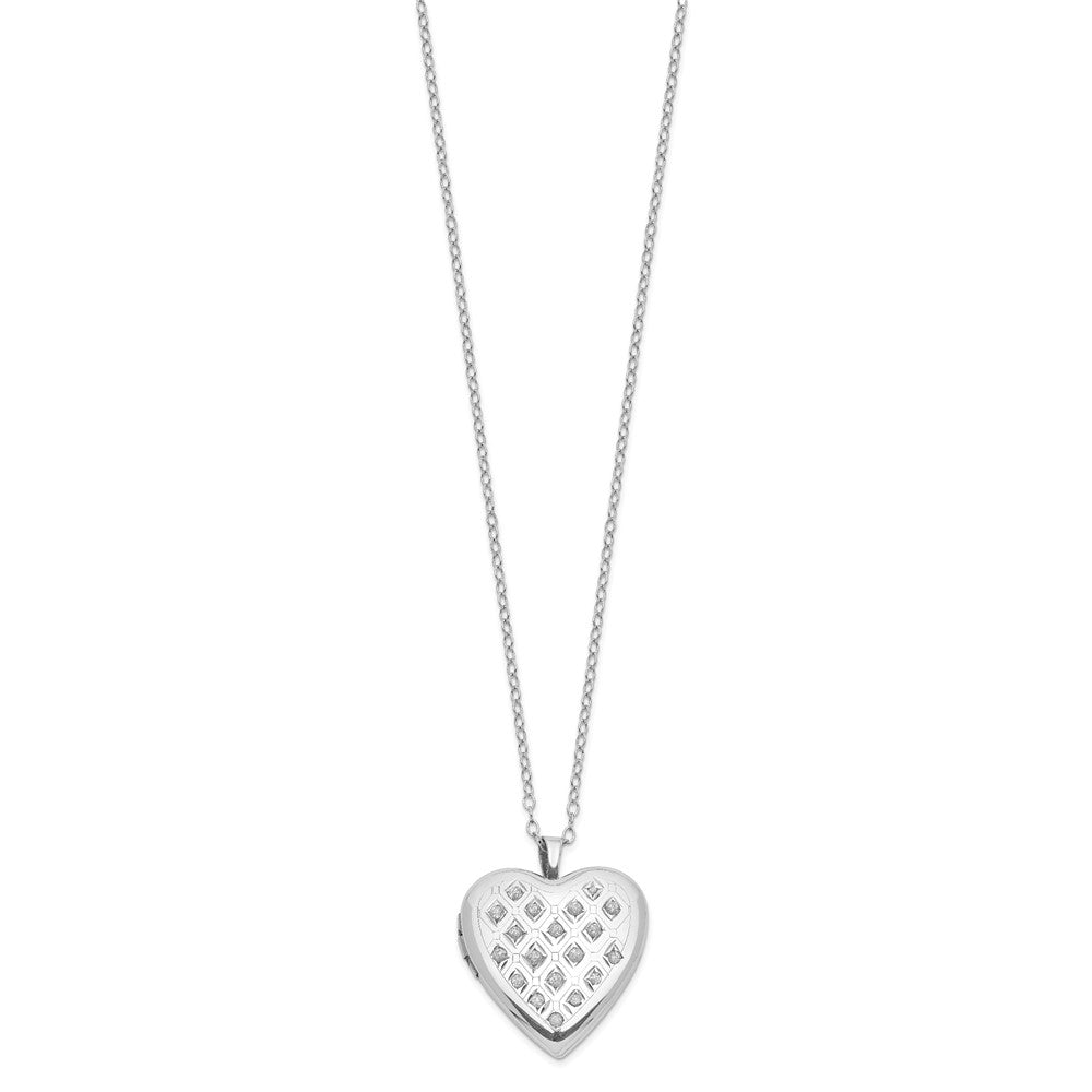 Lustrous Comet Subtle Nova Diamond Fascination Diamond Mystique Sterling Silver Platinum-plated Diamond Heart Locket