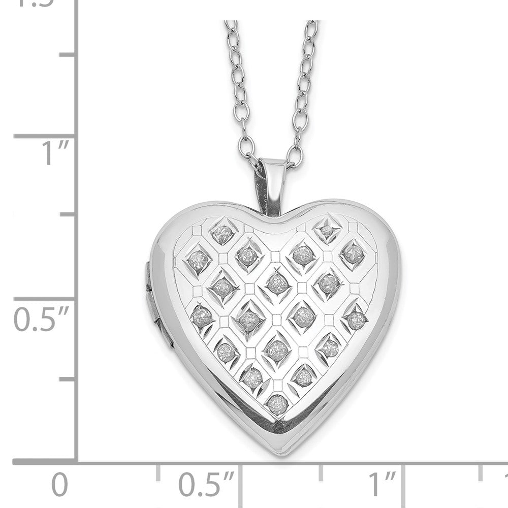Lustrous Comet Subtle Nova Diamond Fascination Diamond Mystique Sterling Silver Platinum-plated Diamond Heart Locket