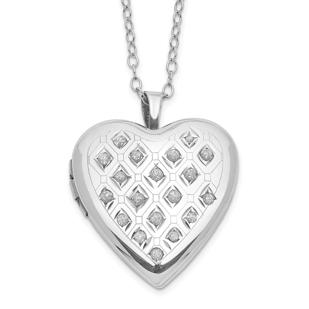 Lustrous Comet Subtle Nova Diamond Fascination Diamond Mystique Sterling Silver Platinum-plated Diamond Heart Locket