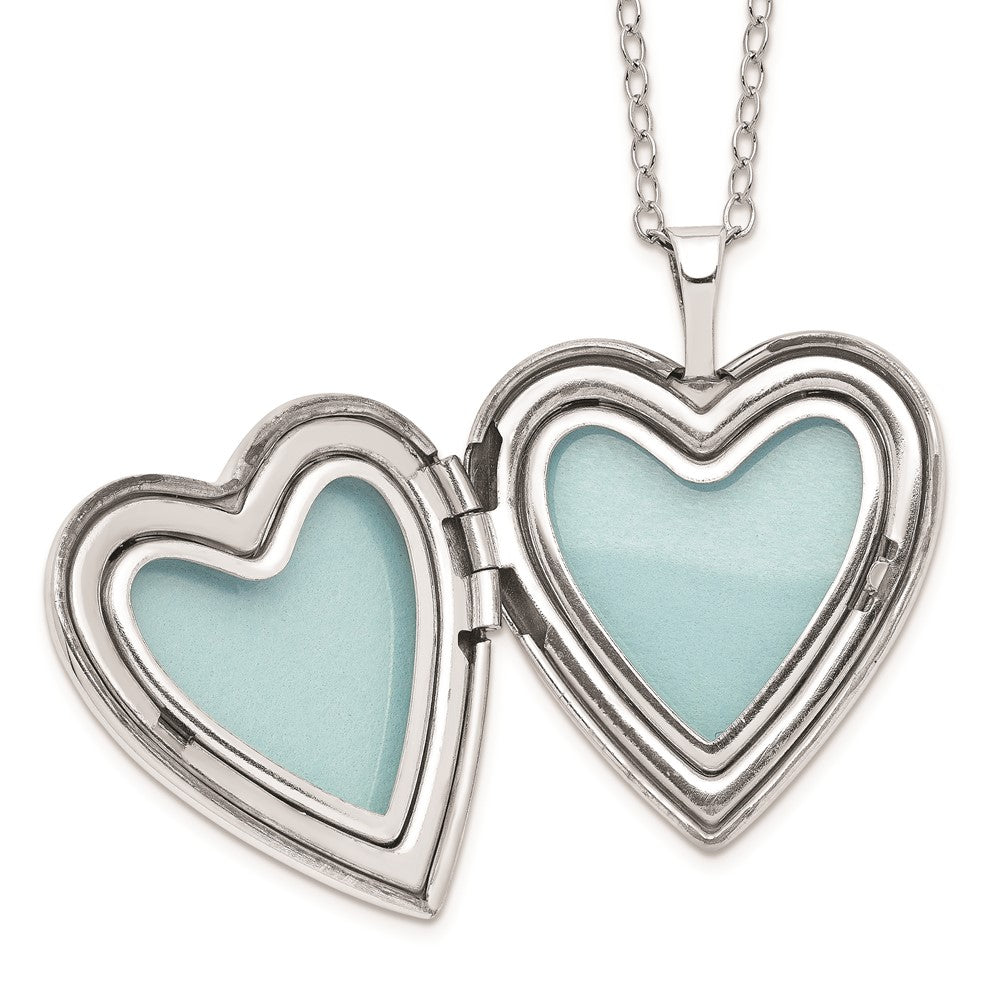 Soft Prelude Diamond Fascination Diamond Mystique Sterling Silver Platinum-plated Diamond Double Heart Locket 18 Inch Necklace