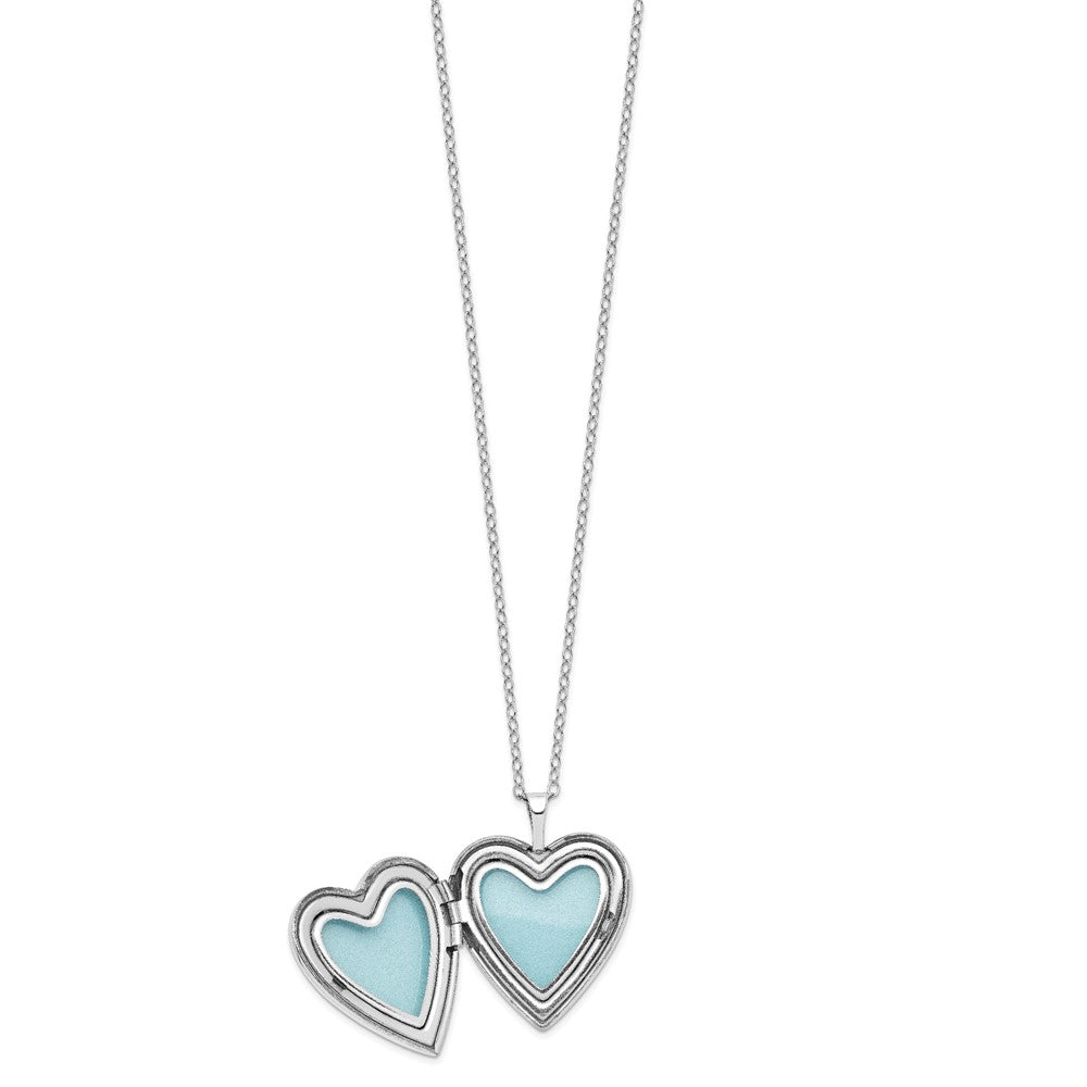 Soft Prelude Diamond Fascination Diamond Mystique Sterling Silver Platinum-plated Diamond Double Heart Locket 18 Inch Necklace