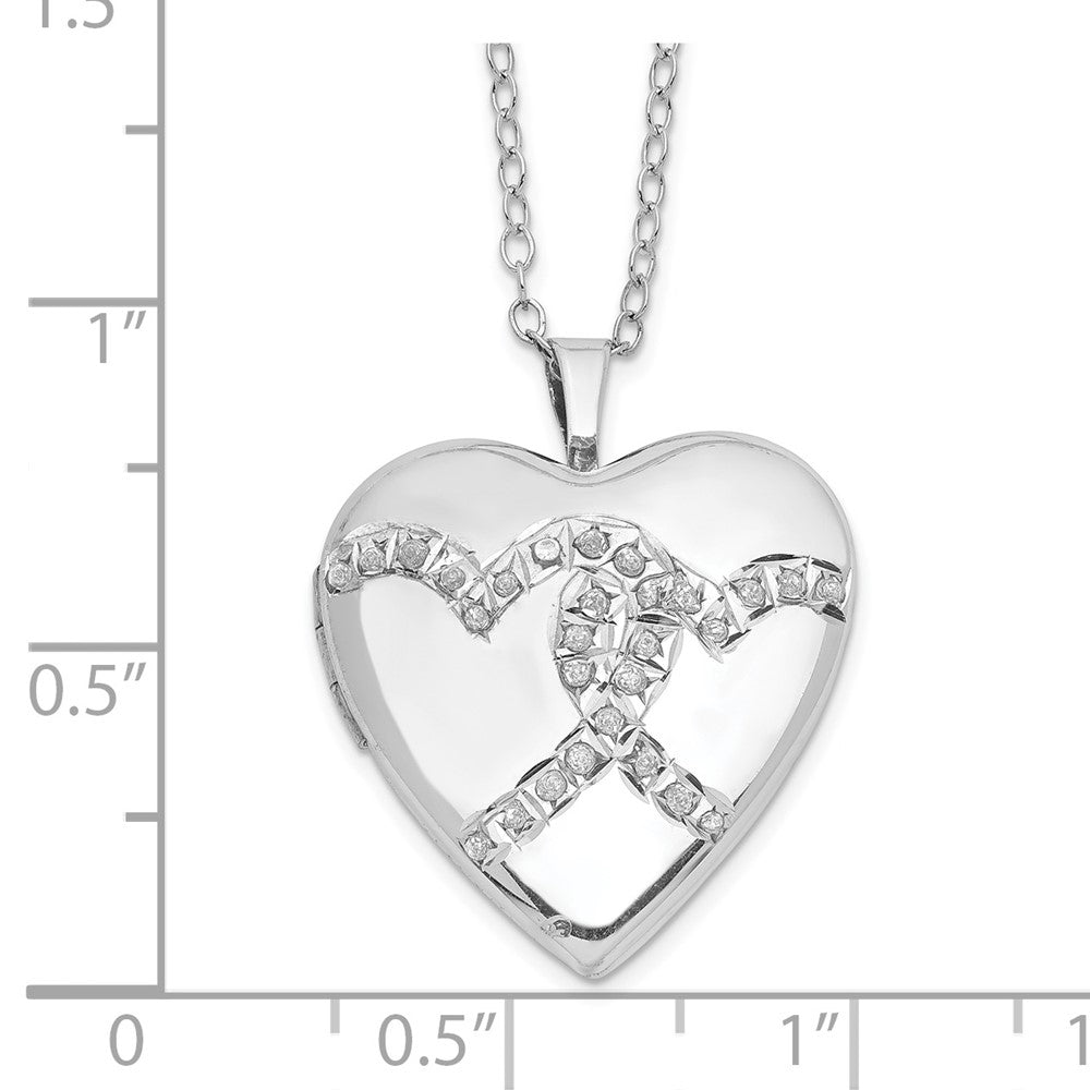 Soft Prelude Diamond Fascination Diamond Mystique Sterling Silver Platinum-plated Diamond Double Heart Locket 18 Inch Necklace