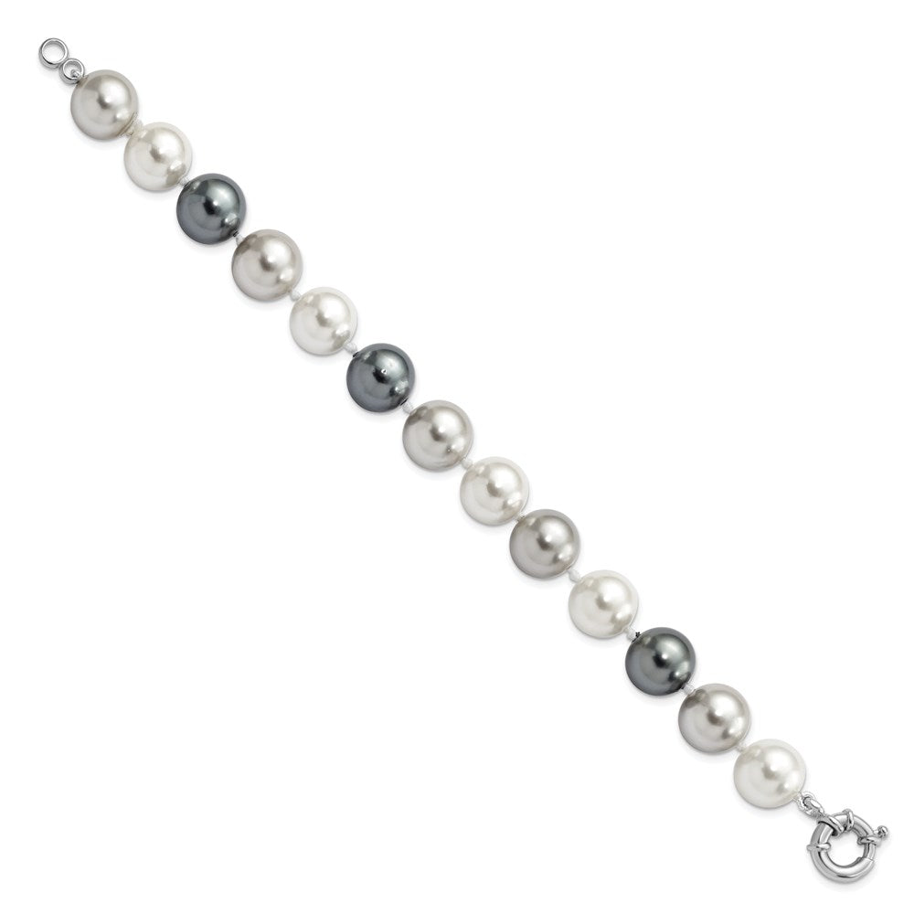 Orion Majestik Sterling Silver Rhodium-plated 12-13mm Multi-color Imitation Shell Pearl Hand-knotted Bracelet
