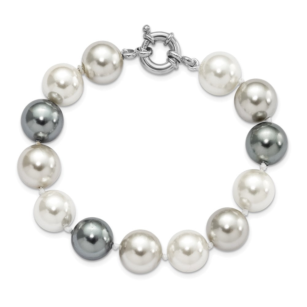Orion Majestik Sterling Silver Rhodium-plated 12-13mm Multi-color Imitation Shell Pearl Hand-knotted Bracelet
