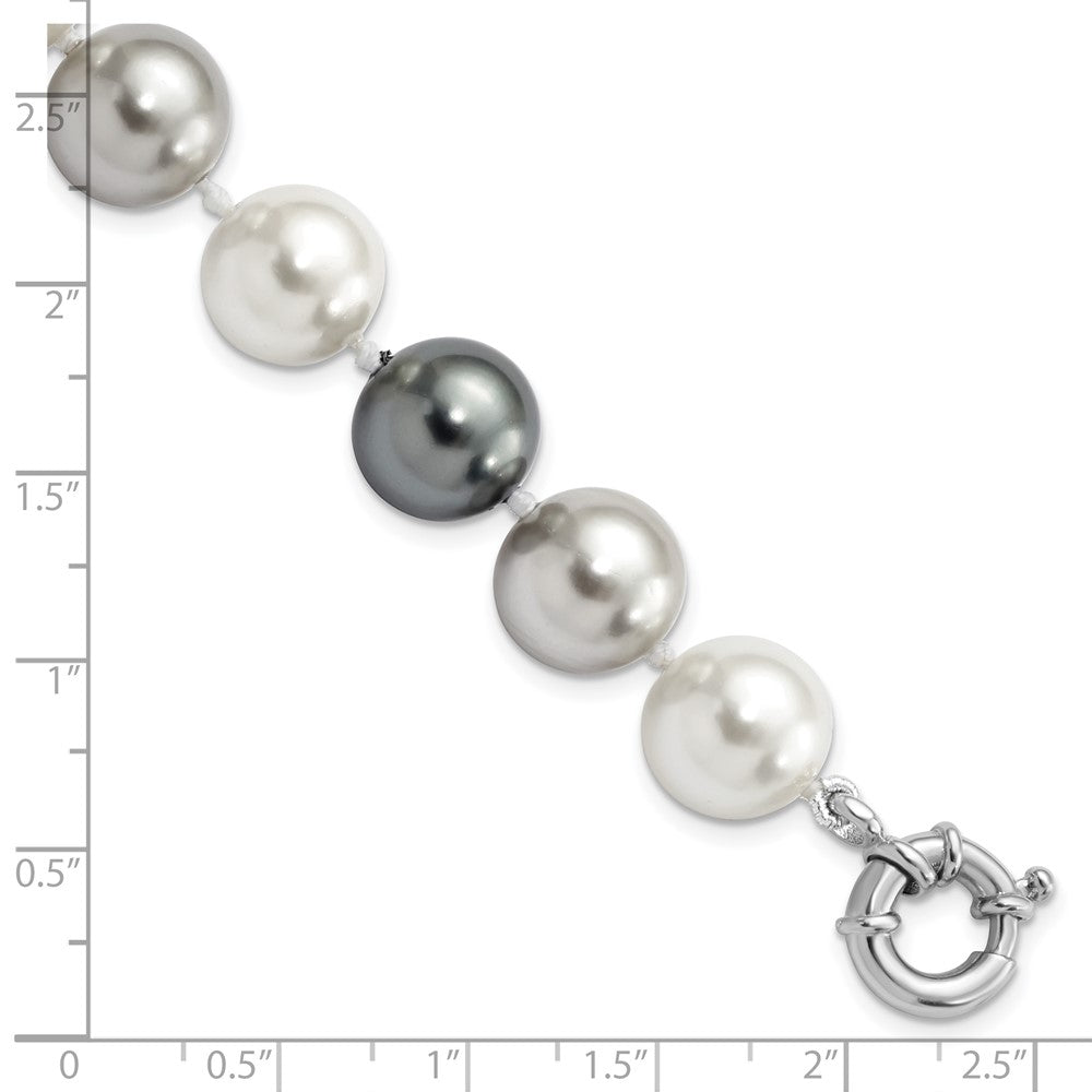 Orion Majestik Sterling Silver Rhodium-plated 12-13mm Multi-color Imitation Shell Pearl Hand-knotted Bracelet