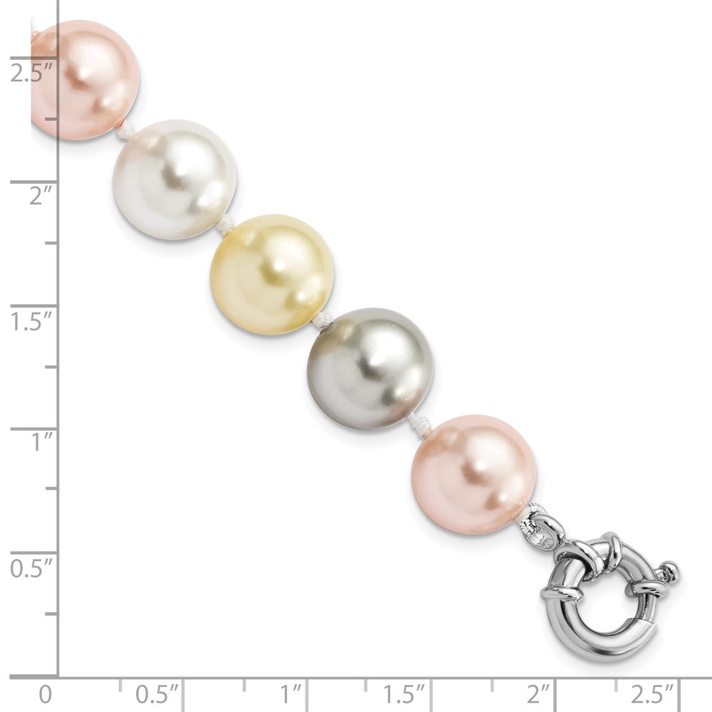 Rhea Majestik Sterling Silver Rhodium-plated 12-13mm Multi-Color Imitation Shell Pearl Hand-knotted Bracelet