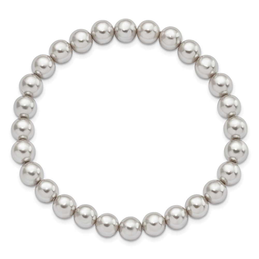 Evelisse Majestik 7-8mm Grey Imitation Shell Pearl Stretch Bracelet