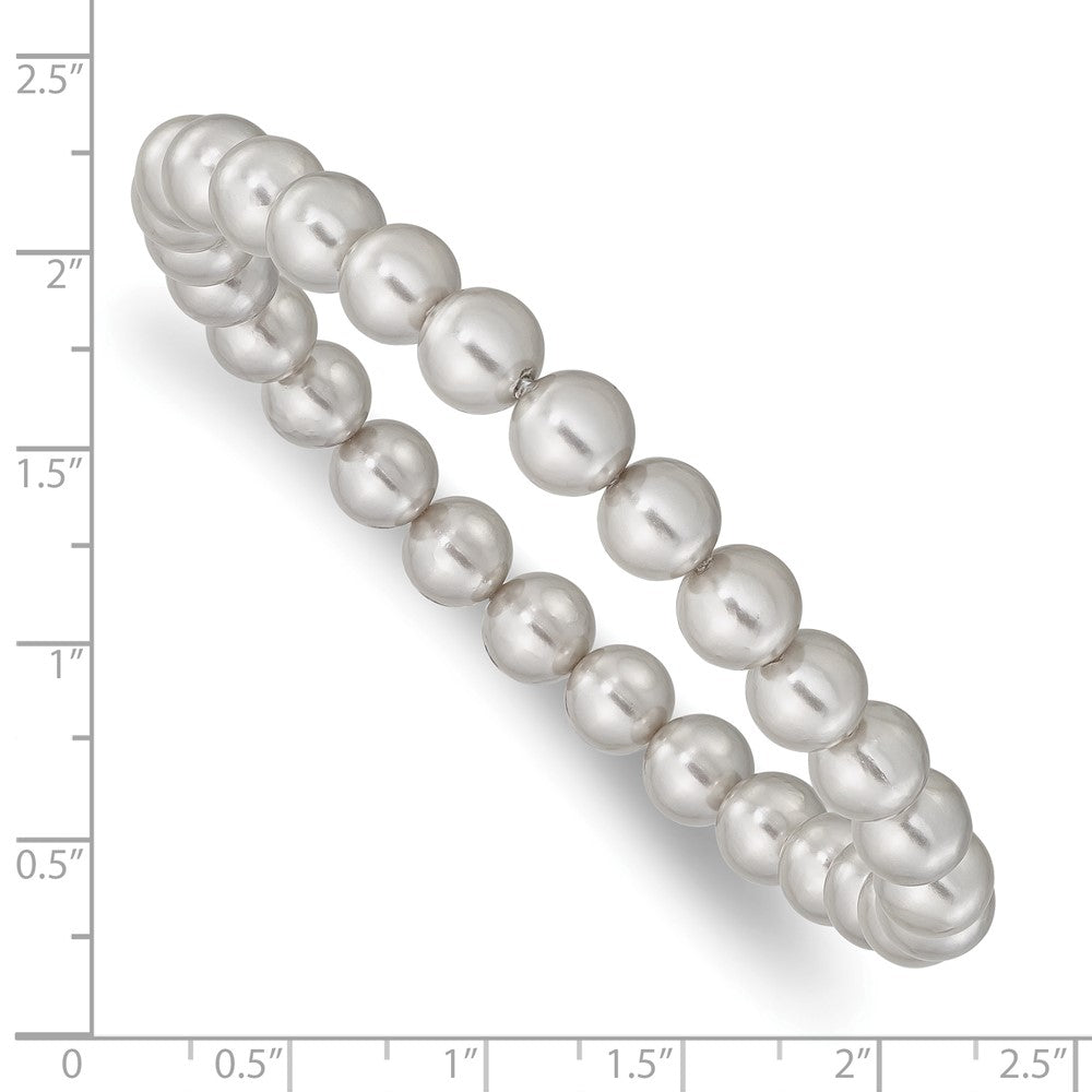 Evelisse Majestik 7-8mm Grey Imitation Shell Pearl Stretch Bracelet