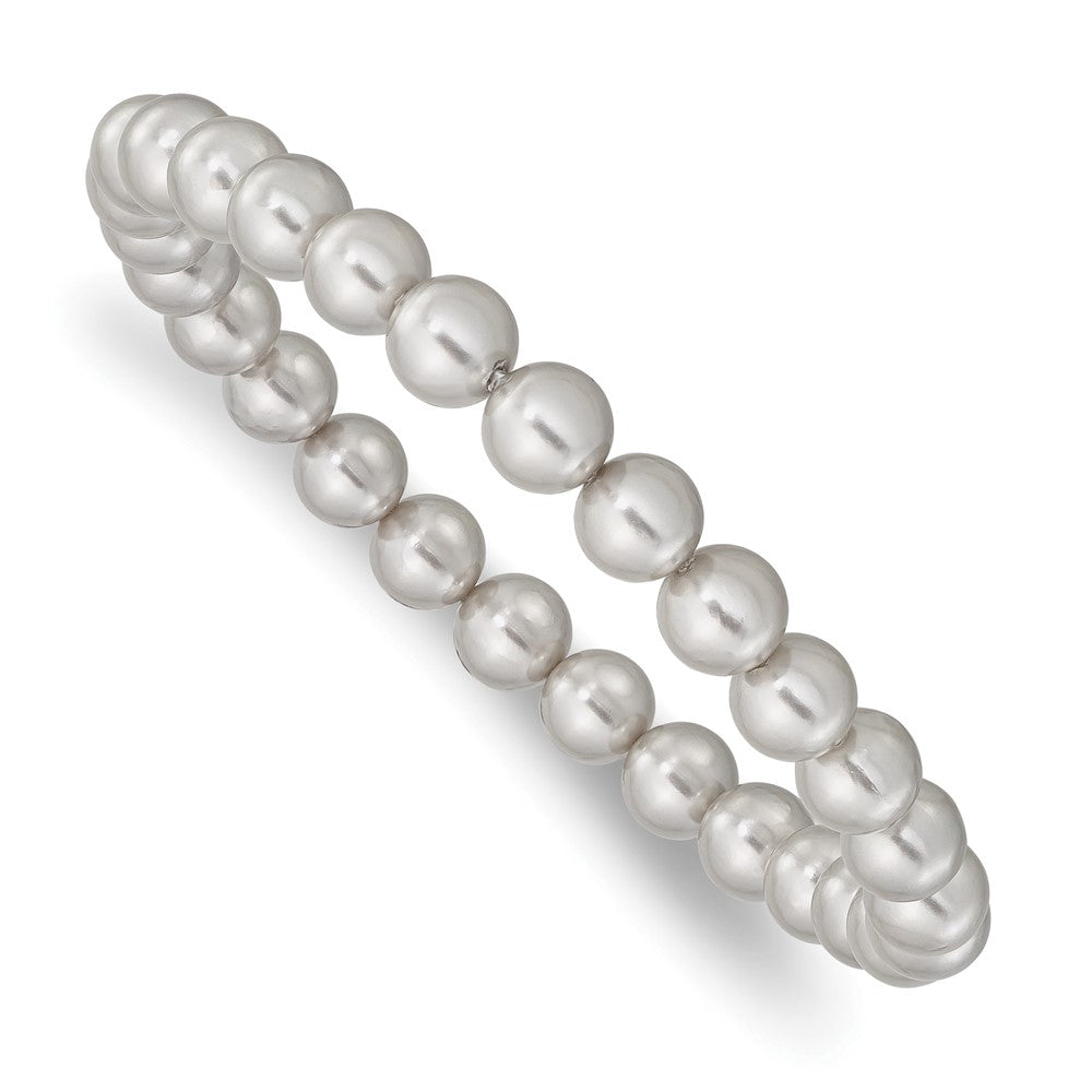 Evelisse Majestik 7-8mm Grey Imitation Shell Pearl Stretch Bracelet