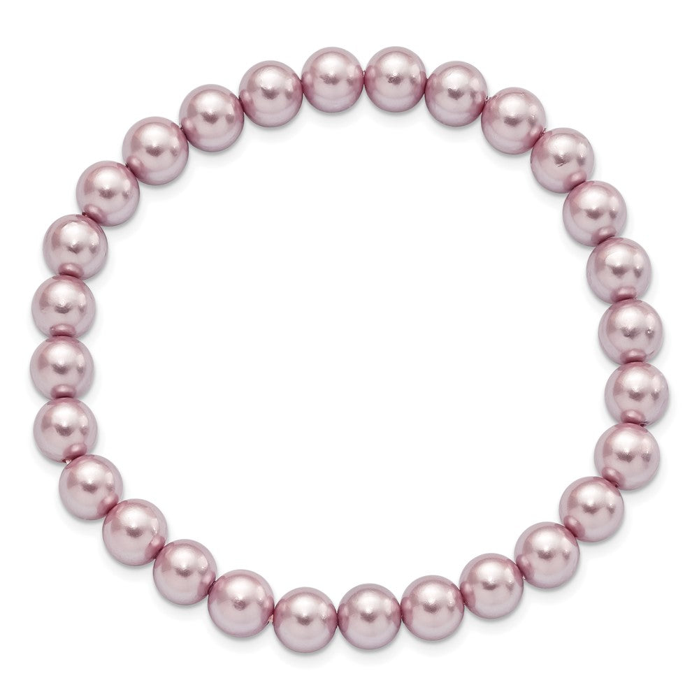 Lyra Majestik 7-8mm Purple Imitation Shell Pearl Stretch Bracelet