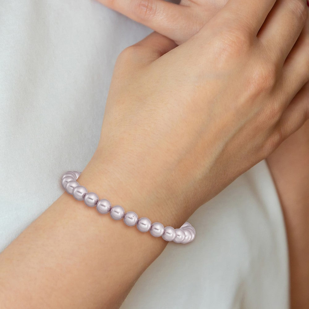 Lyra Majestik 7-8mm Purple Imitation Shell Pearl Stretch Bracelet