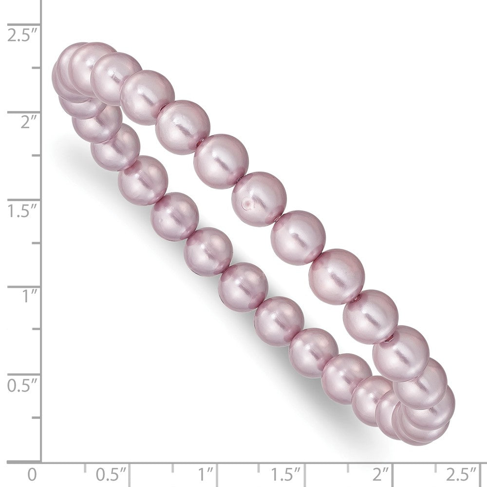 Lyra Majestik 7-8mm Purple Imitation Shell Pearl Stretch Bracelet