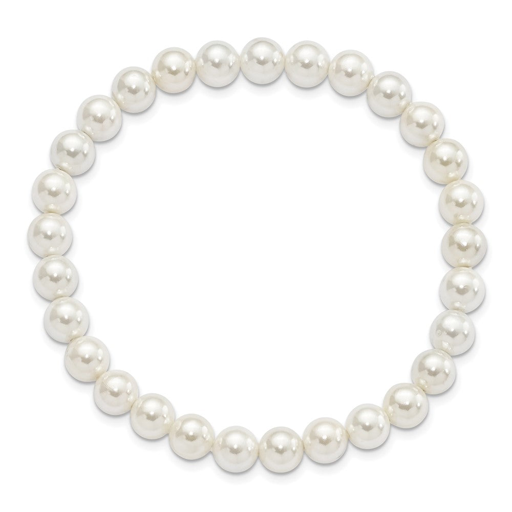 Thalia Majestik 7-8mm White Imitation Shell Pearl Stretch Bracelet