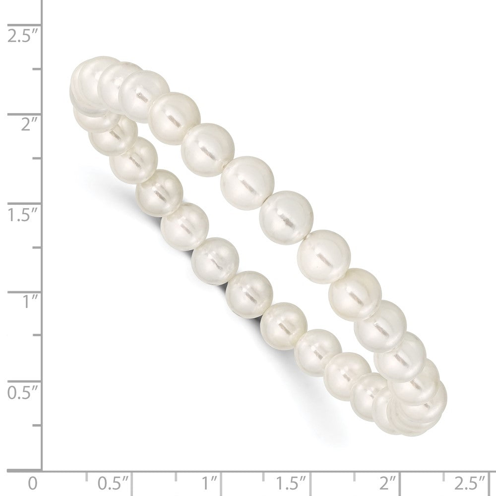 Thalia Majestik 7-8mm White Imitation Shell Pearl Stretch Bracelet