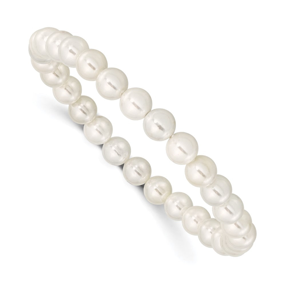 Thalia Majestik 7-8mm White Imitation Shell Pearl Stretch Bracelet